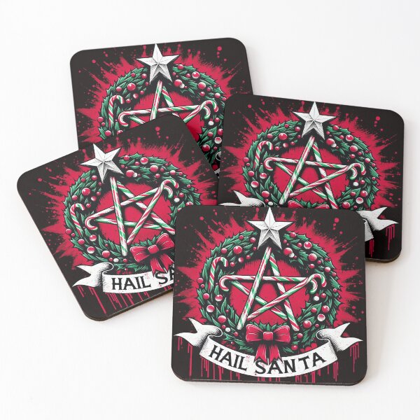 Item preview, Hail Santa Christmas Pentagram Wreath designed and sold by PickledjoArt.
