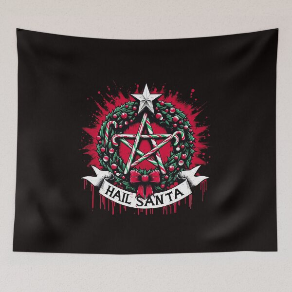 Item preview, Hail Santa Christmas Pentagram Wreath designed and sold by PickledjoArt.