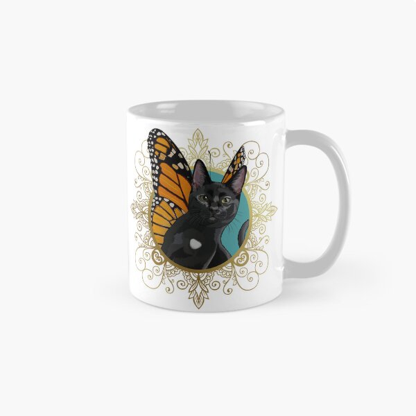 Item preview, Black Monarch Butterfly Cat in Ornate Gold Frame designed and sold by Carleah Unique.