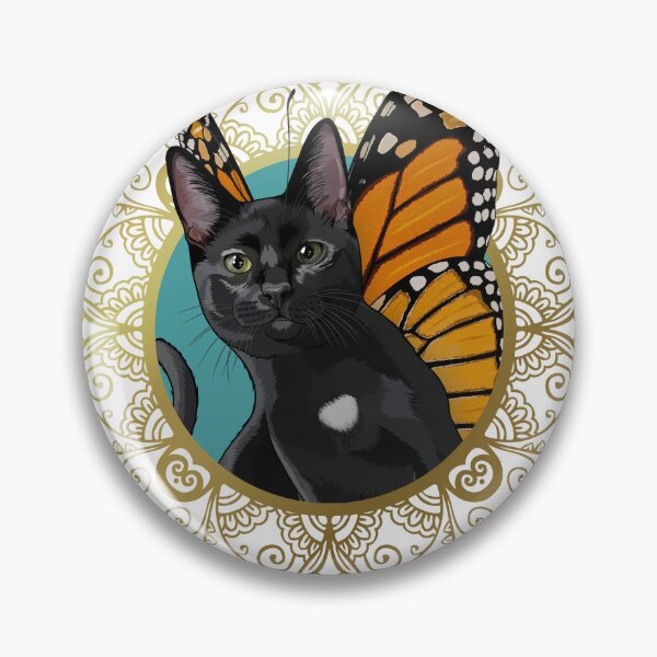 Item preview, Black Monarch Butterfly Cat in Ornate Gold Frame designed and sold by Carleah Unique.