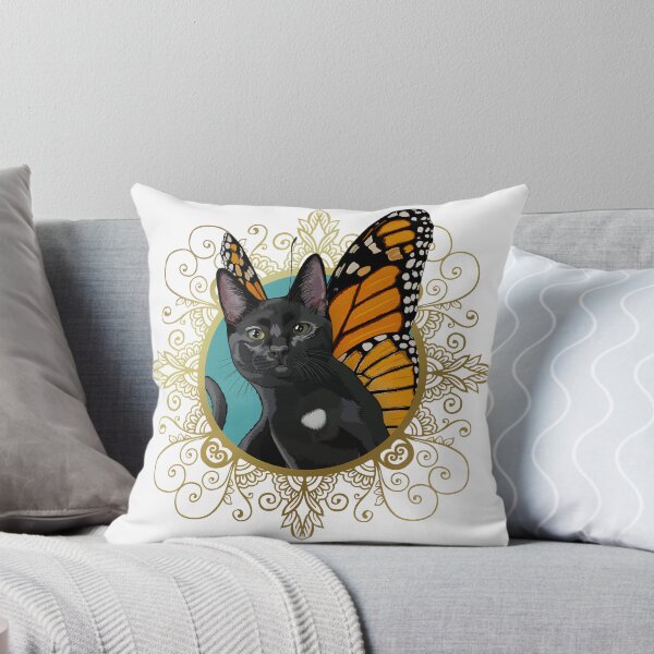 Item preview, Black Monarch Butterfly Cat in Ornate Gold Frame designed and sold by Carleah Unique.