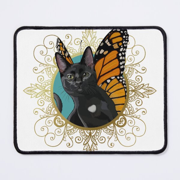 Item preview, Black Monarch Butterfly Cat in Ornate Gold Frame designed and sold by Carleah Unique.