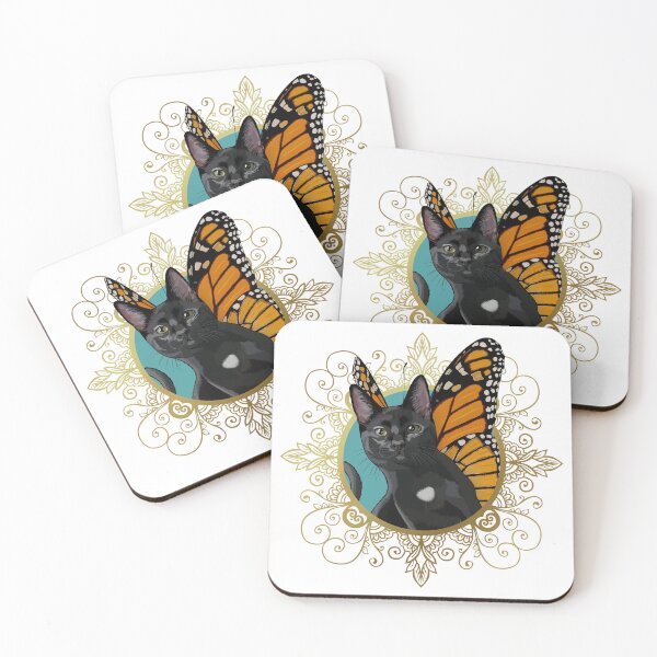 Item preview, Black Monarch Butterfly Cat in Ornate Gold Frame designed and sold by Carleah Unique.