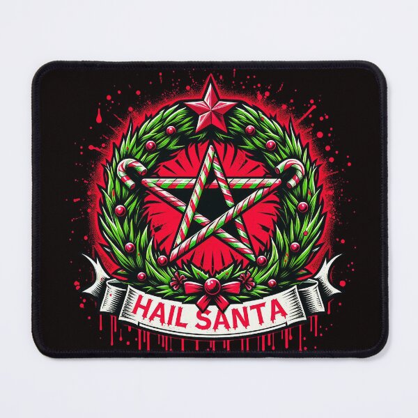 Item preview, Hail Santa Christmas Pentagram Wreath designed and sold by PickledjoArt.