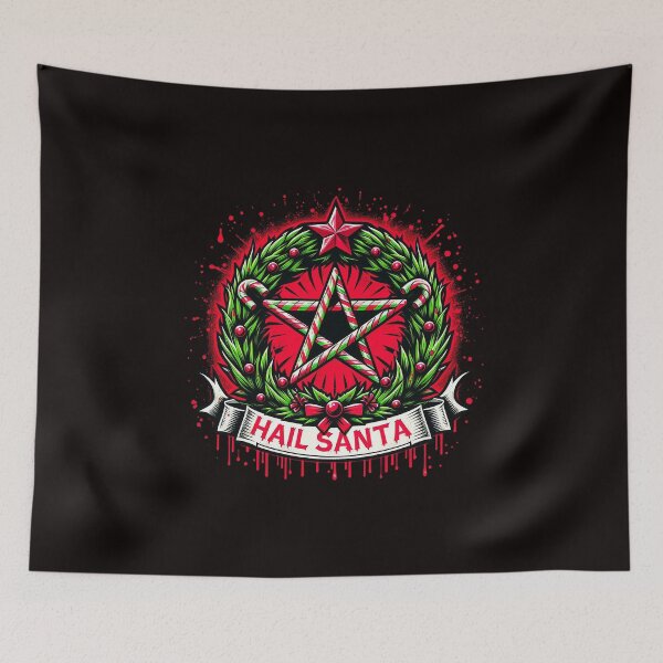 Item preview, Hail Santa Christmas Pentagram Wreath designed and sold by PickledjoArt.