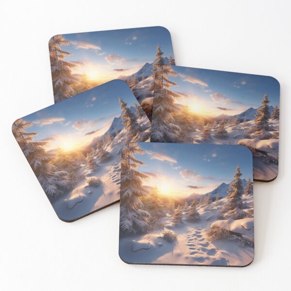 Item preview, Misty forest in Winter snow at sunset long exposure - Landscape photography designed and sold by TheArtistOf2022.
