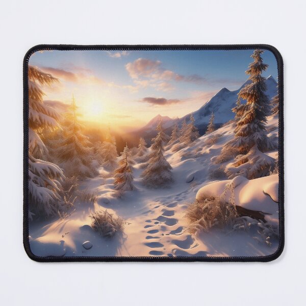Item preview, Misty forest in Winter snow at sunset long exposure - Landscape photography designed and sold by TheArtistOf2022.