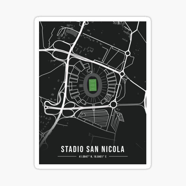 Item preview, Stadio San Nicola Map Design - BLACK designed and sold by TopStadiums.