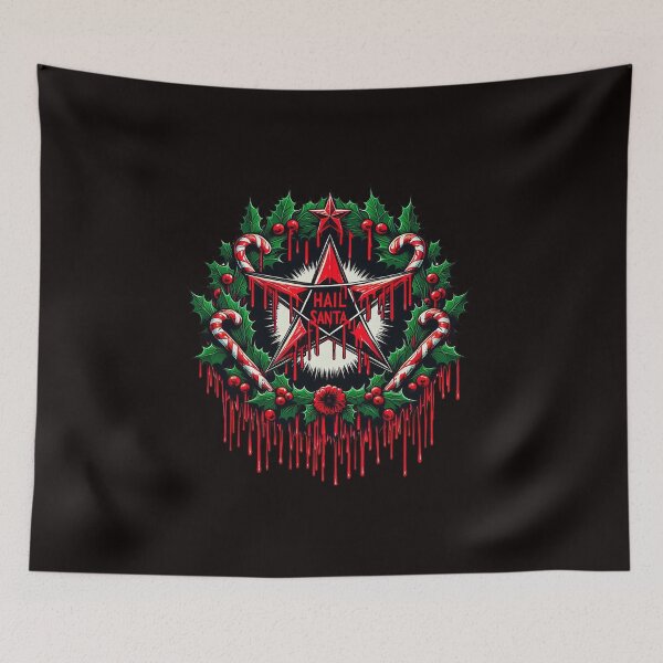 Item preview, Hail Santa Christmas Pentagram Wreath designed and sold by PickledjoArt.