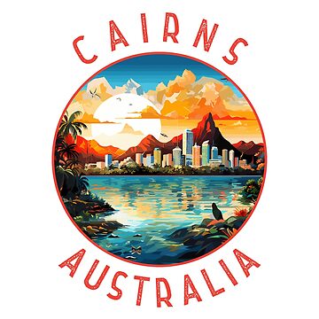 Artwork thumbnail, Cairns Australia Retro Distressed Circle by KrisSidDesigns