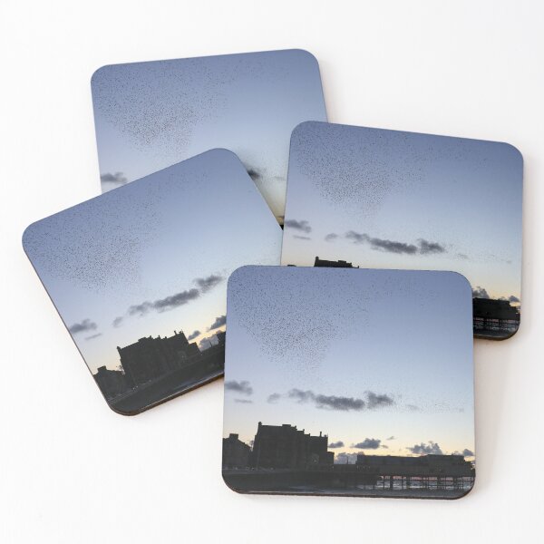 Item preview, Starling murmuration in the skies above Aberystwyth Pier designed and sold by GreyFeatherPhot.