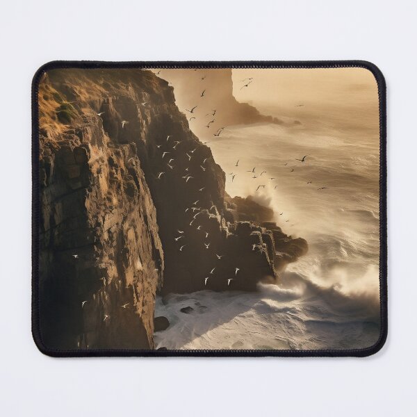 Item preview, Cliffs in Scotland at sunset with birds flying - Landscape photography designed and sold by TheArtistOf2022.