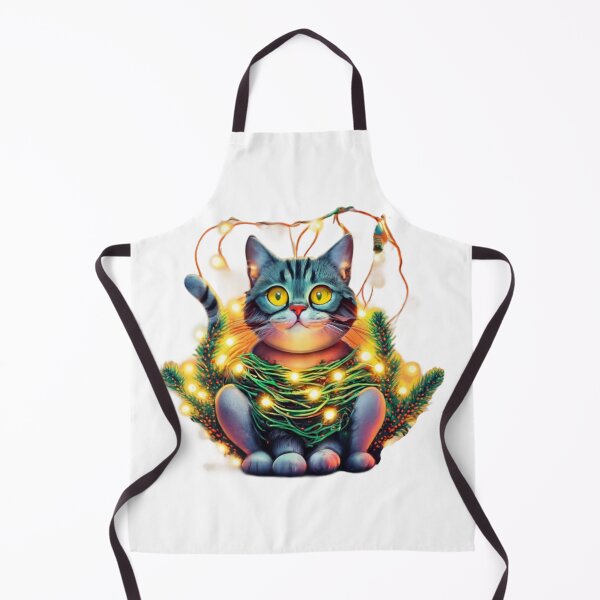 Item preview, Holiday Kitty Santa Cat Tangled Up In Christmas Tree Lights designed and sold by NatkaShop.