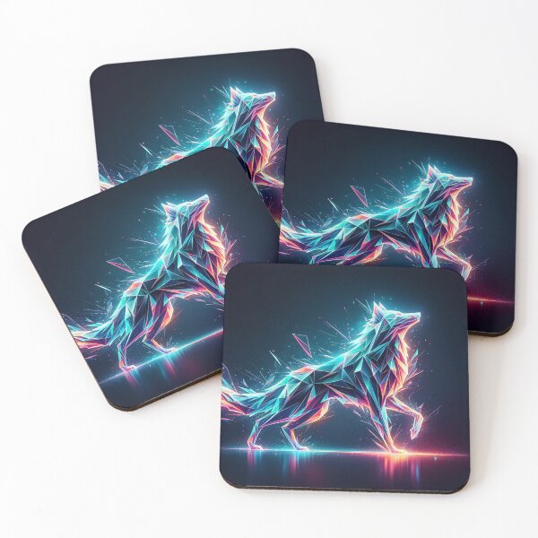 Item preview, Neon Instinct: Polygonal Wolf in Cosmic Stance designed and sold by Nick Seidel.