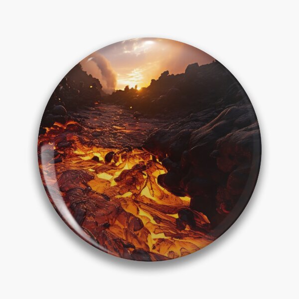 Item preview, Volcano eruption with lava in ground at sunset - Landscape photography designed and sold by TheArtistOf2022.