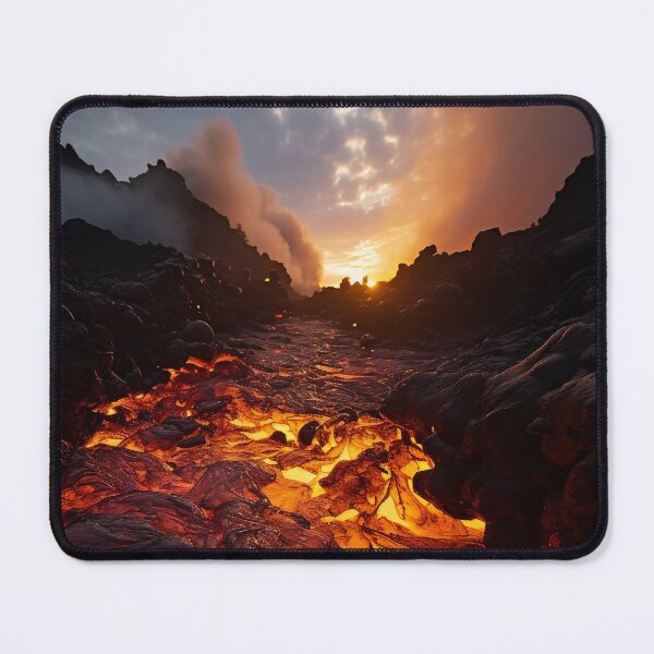 Item preview, Volcano eruption with lava in ground at sunset - Landscape photography designed and sold by TheArtistOf2022.