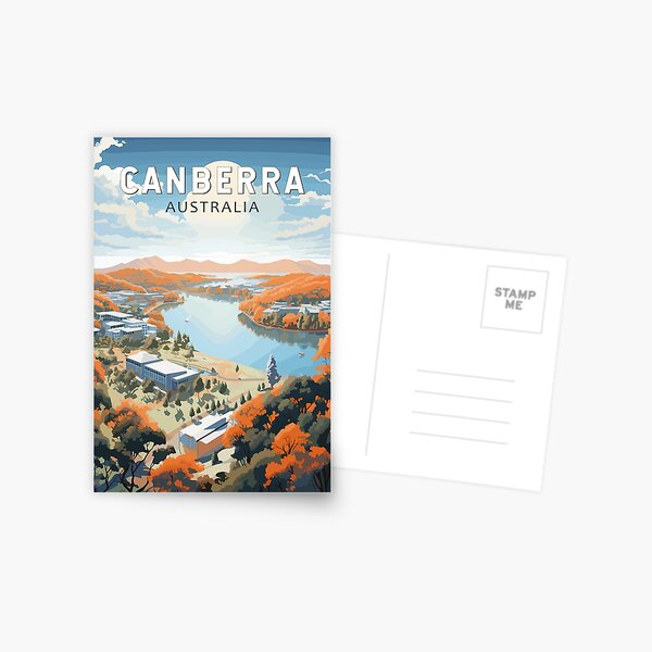 Item preview, Canberra Australia Travel Art Vintage designed and sold by KrisSidDesigns.