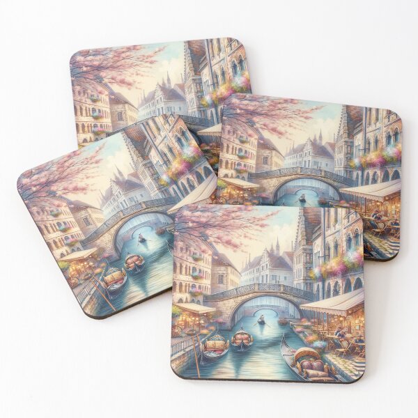 Item preview, Romantic European Canal Town Artwork designed and sold by glowarya.