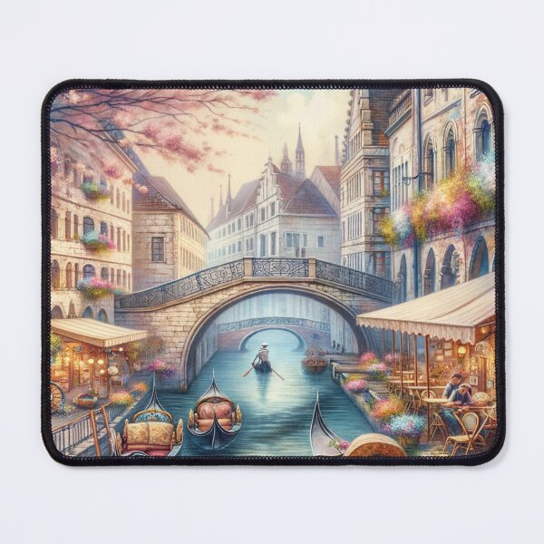 Item preview, Romantic European Canal Town Artwork designed and sold by glowarya.