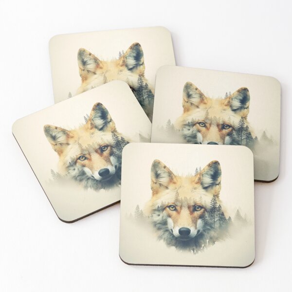 Item preview, Alpine Fox Portrait: Double Exposure Fox and Forest designed and sold by FoxFotoCo.