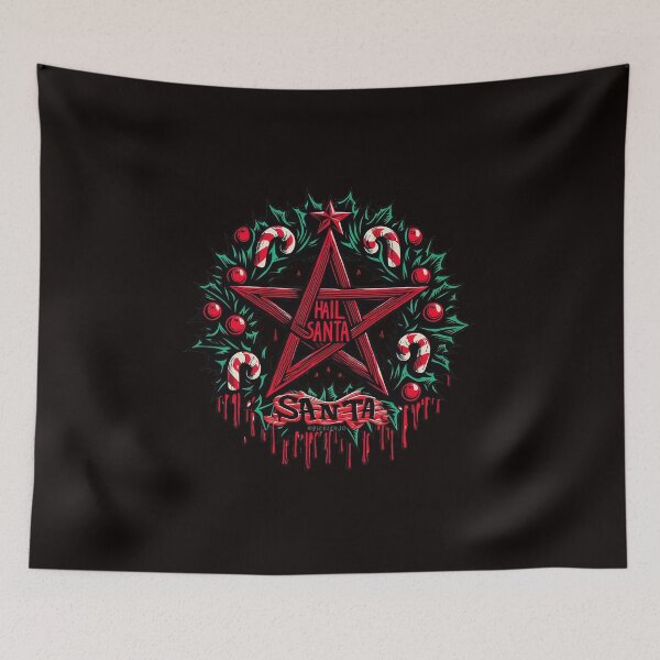 Item preview, Hail Santa Christmas Pentagram Wreath designed and sold by PickledjoArt.