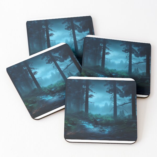Item preview, Misty forest at night long exposure - Landscape photography designed and sold by TheArtistOf2022.