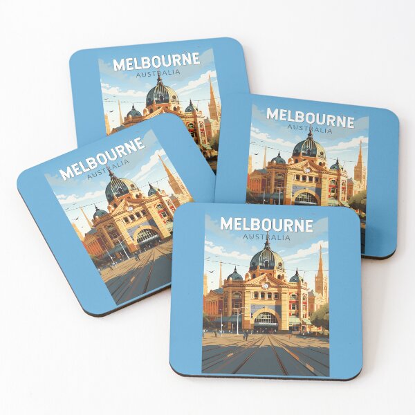 Item preview, Melbourne Australia Travel Art Vintage designed and sold by KrisSidDesigns.