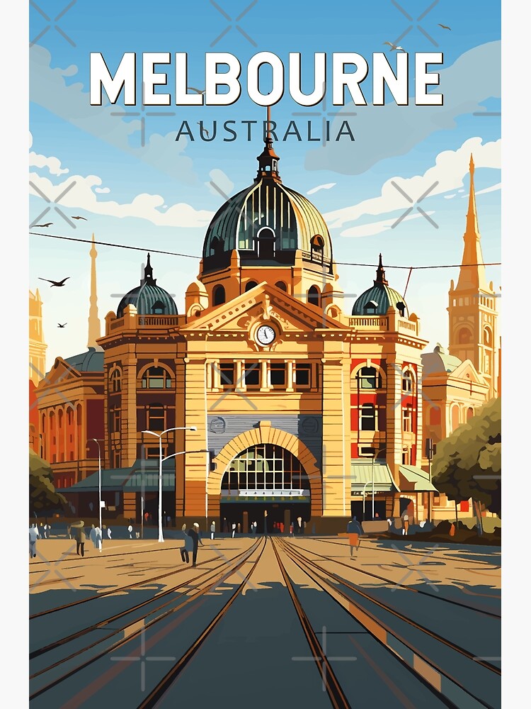 Thumbnail 3 of 3, Poster, Melbourne Australia Travel Art Vintage designed and sold by KrisSidDesigns.