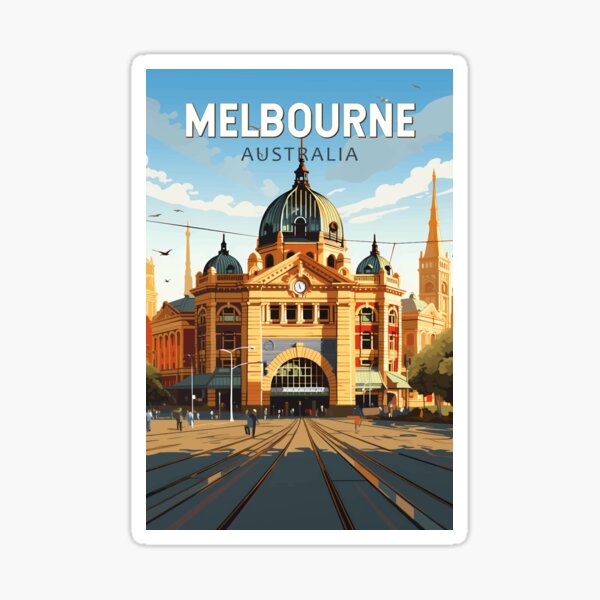 Item preview, Melbourne Australia Travel Art Vintage designed and sold by KrisSidDesigns.