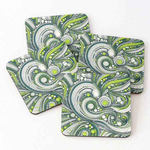 Item preview, Green and white abstract art. designed and sold by LindaV44.