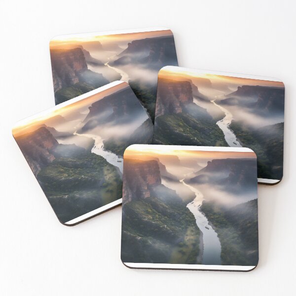 Item preview, River in a green valley with mountains at sunset long exposure - Landscape photography designed and sold by TheArtistOf2022.