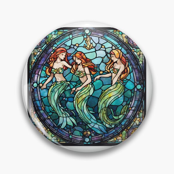 Item preview, colorful stained glass with animals, siren designed and sold by GroonSpace.