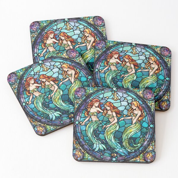 Item preview, colorful stained glass with animals, siren designed and sold by GroonSpace.