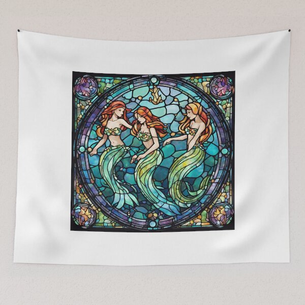 Item preview, colorful stained glass with animals, siren designed and sold by GroonSpace.