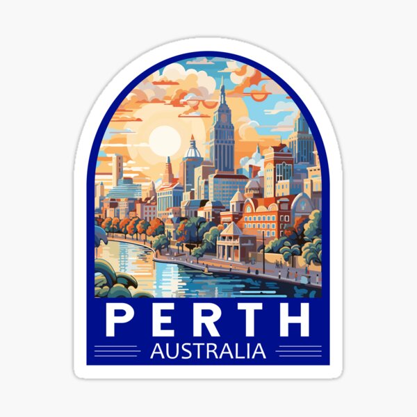 Item preview, Perth Australia Travel Art Emblem designed and sold by KrisSidDesigns.