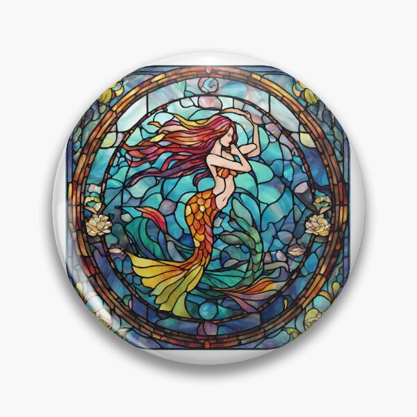 Item preview, colorful stained glass with animals, siren 2 designed and sold by GroonSpace.