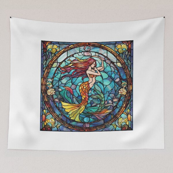 Item preview, colorful stained glass with animals, siren 2 designed and sold by GroonSpace.