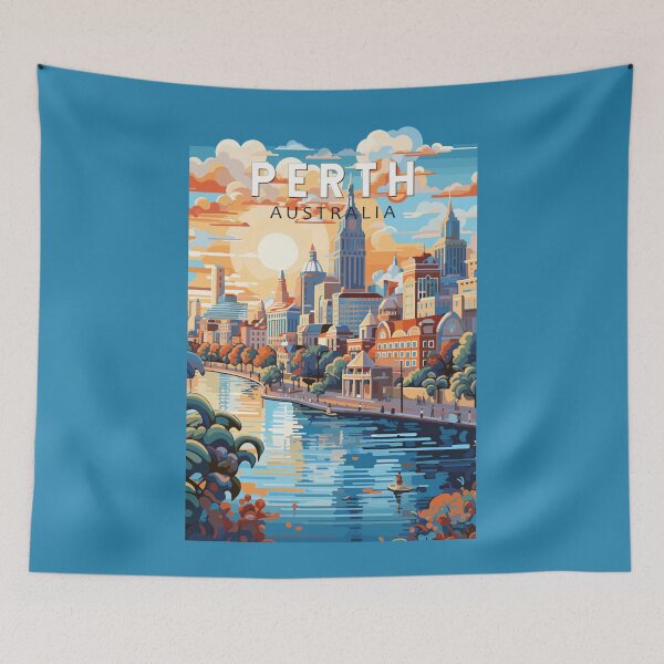 Item preview, Perth Australia Travel Art Vintage designed and sold by KrisSidDesigns.