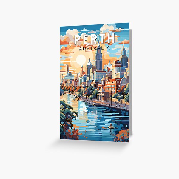 Artikel-Vorschau von Perth Australien Reisekunst Vintage, designt und verkauft von KrisSidDesigns.
