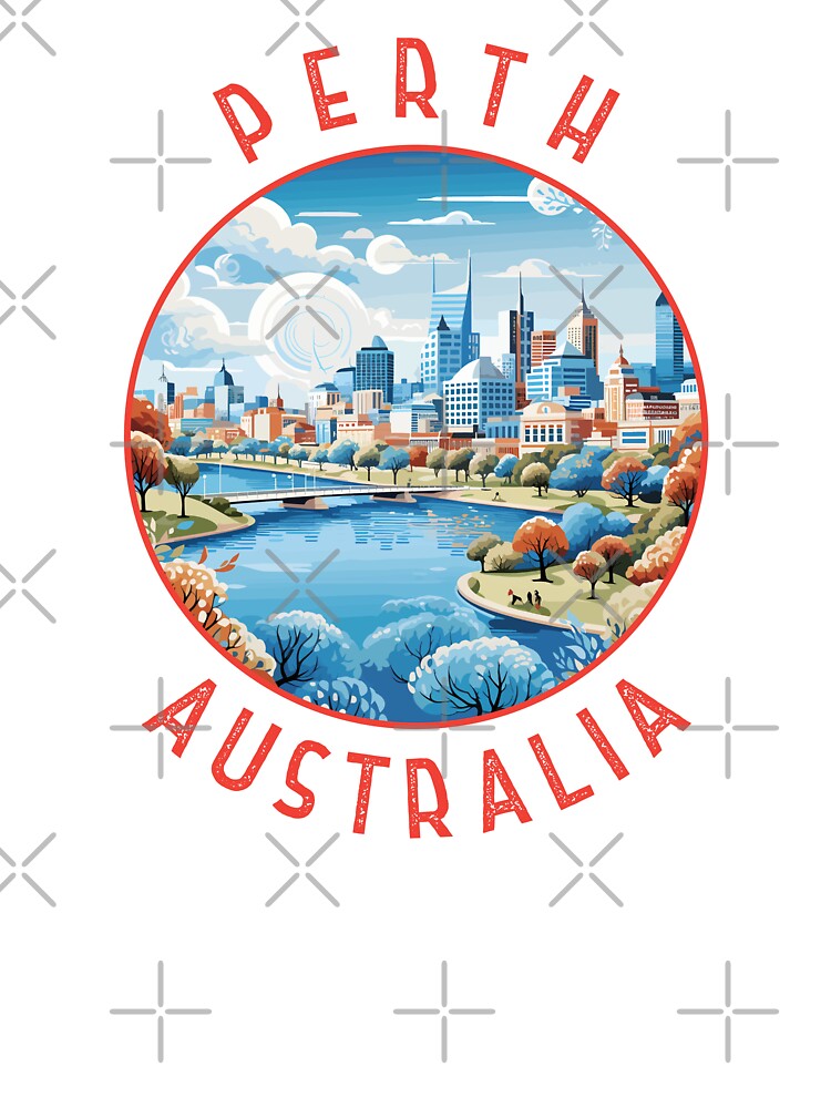 Thumbnail 2 of 2, Kids T-Shirt, Perth Australia Retro Distressed Circle designed and sold by KrisSidDesigns.