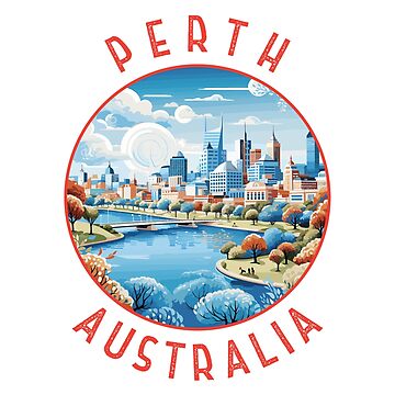 Artwork thumbnail, Perth Australia Retro Distressed Circle by KrisSidDesigns