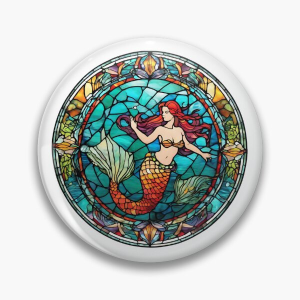 Item preview, colorful stained glass with animals, siren 3 designed and sold by GroonSpace.