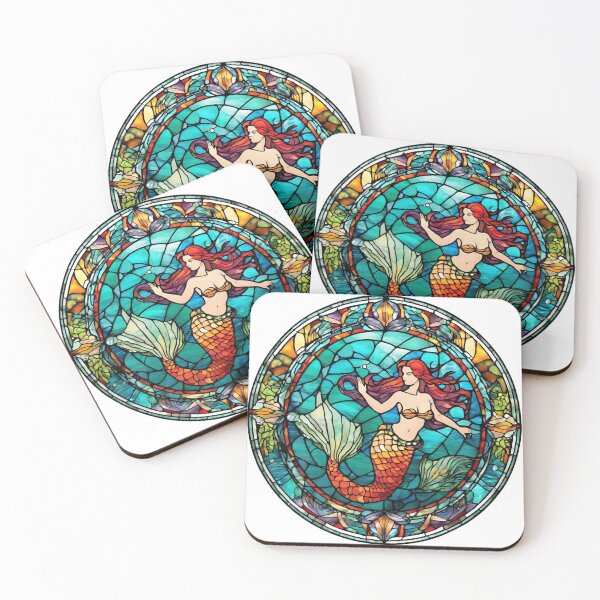 Item preview, colorful stained glass with animals, siren 3 designed and sold by GroonSpace.