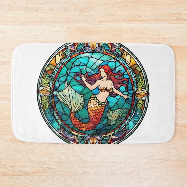 Item preview, colorful stained glass with animals, siren 3 designed and sold by GroonSpace.