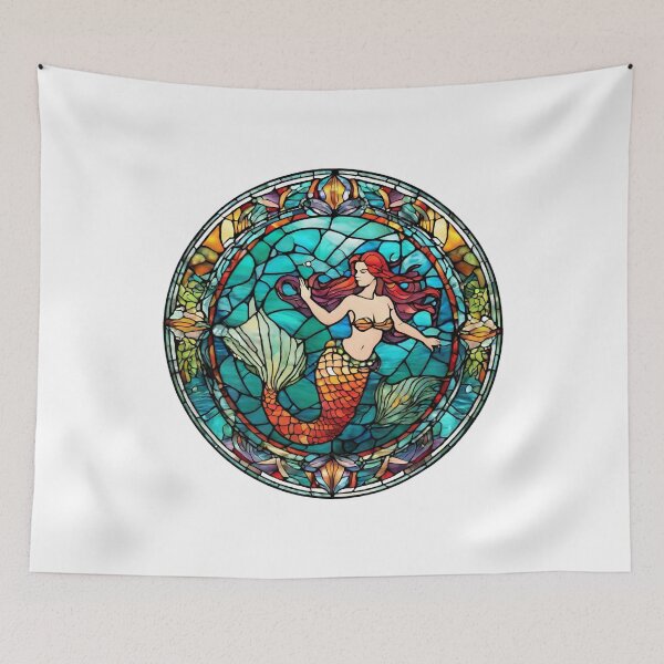 Item preview, colorful stained glass with animals, siren 3 designed and sold by GroonSpace.
