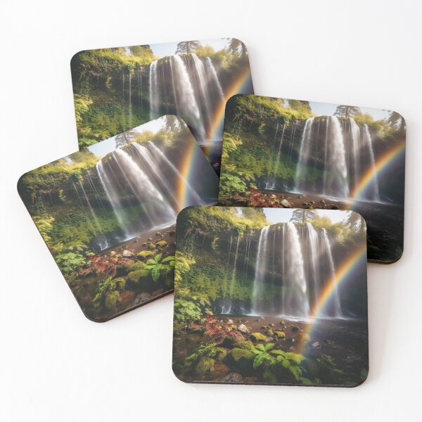Item preview, Forest with waterfalls at sunset long exposure - Landscape photography designed and sold by TheArtistOf2022.