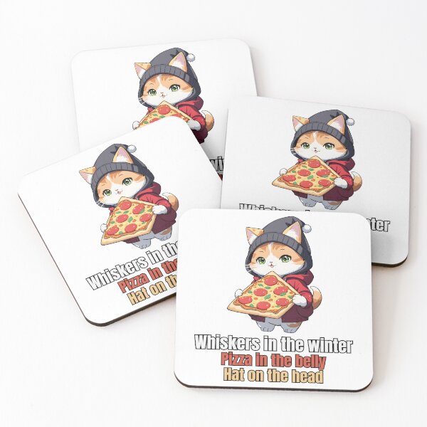 Item preview, Cat In A Hat in Winter Eating Pizza, For Cat Lovers, Pizza Lovers and Winter Lovers designed and sold by ColorFlick.