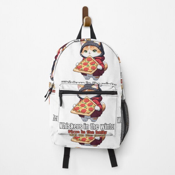 Item preview, Cat In A Hat in Winter Eating Pizza, For Cat Lovers, Pizza Lovers and Winter Lovers designed and sold by ColorFlick.