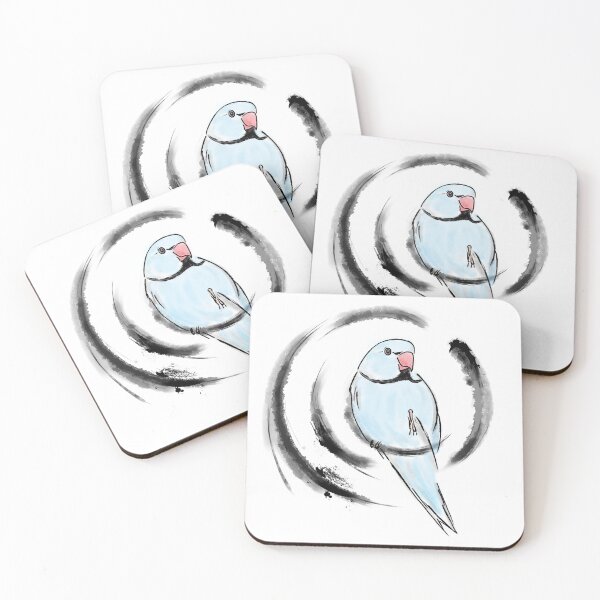 Item preview, Blue Indian ringneck parrot Japanese sumie style  designed and sold by okamechan.