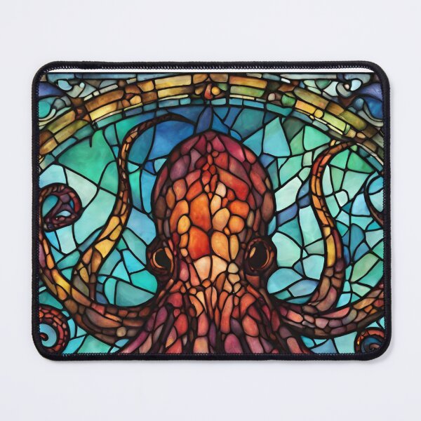 Item preview, colorful stained glass with animals, octopus, kraken designed and sold by GroonSpace.
